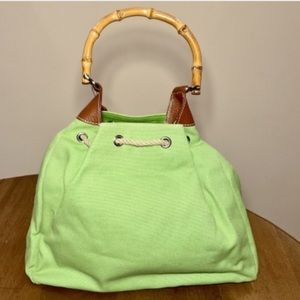 J McLaughlin linen and bamboo green bag